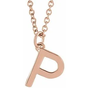 18K Rose Gold-Plated Sterling Silver Initial P  Dangle 16" Necklace