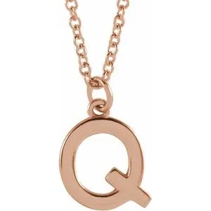 18K Rose Gold-Plated Sterling Silver Initial Q  Dangle 16" Necklace