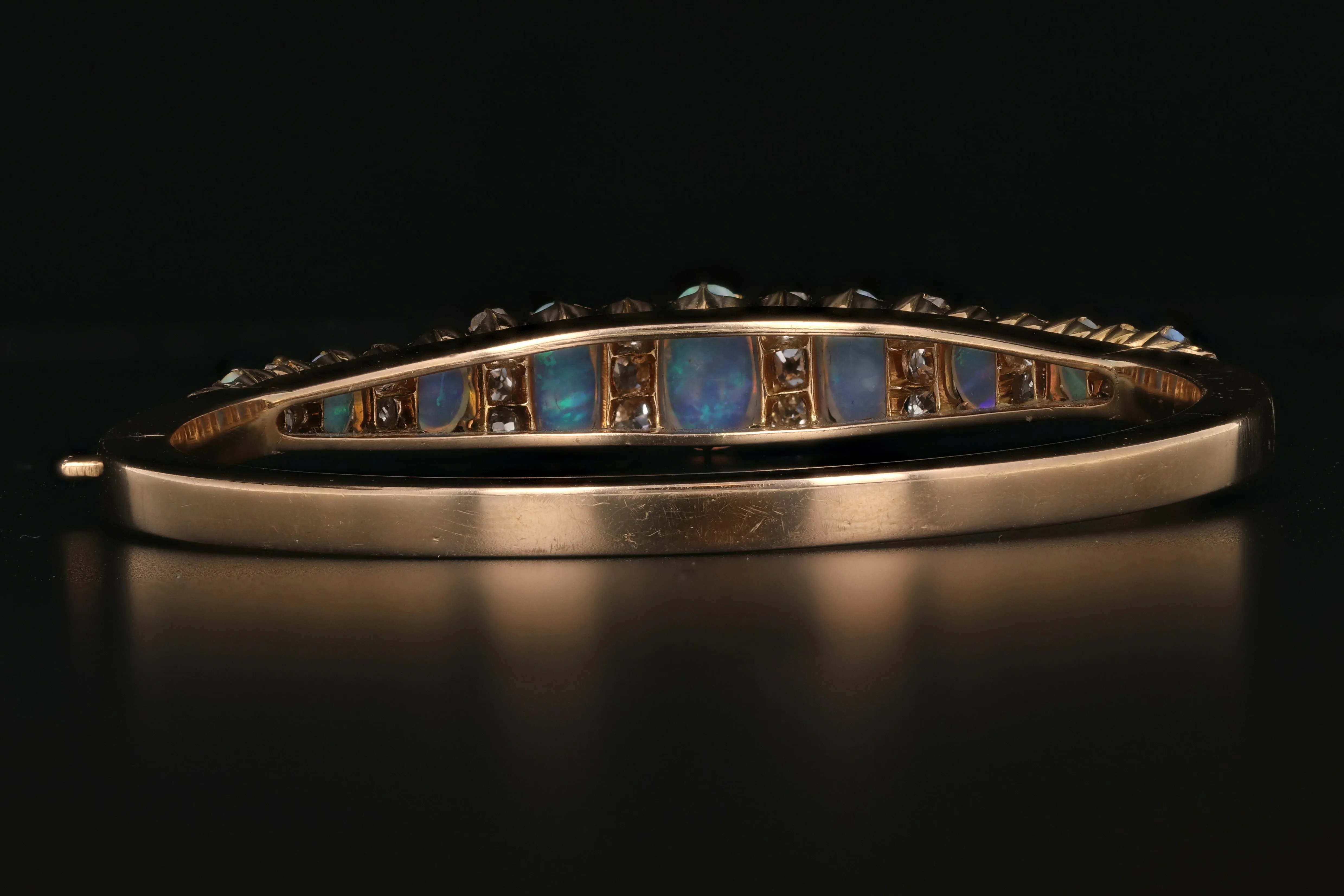 18K Rose Gold Victorian Opal and 2 CTW Old Mine Cut Diamond Bracelet