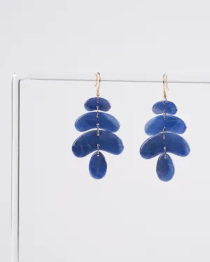 18k small totem blue sapphire earring - blue/gold