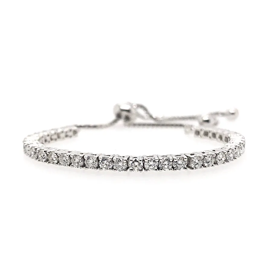 18k White Gold Bezel Set Diamond Bolo Bracelet