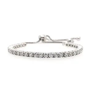 18k White Gold Bezel Set Diamond Bolo Bracelet