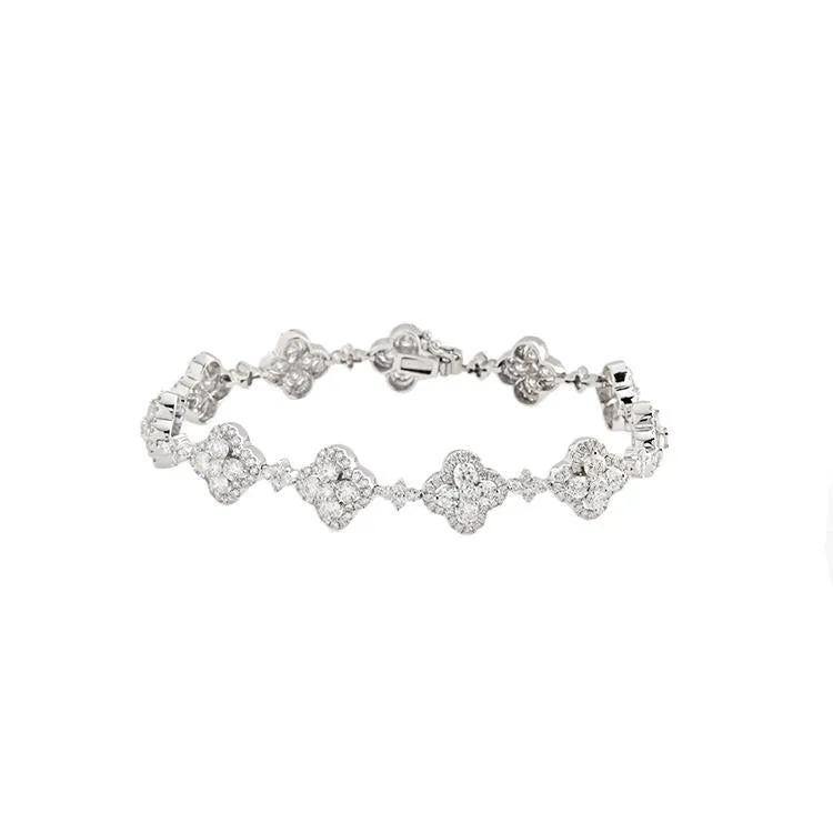 18k White Gold Diamond Flower Bracelet
