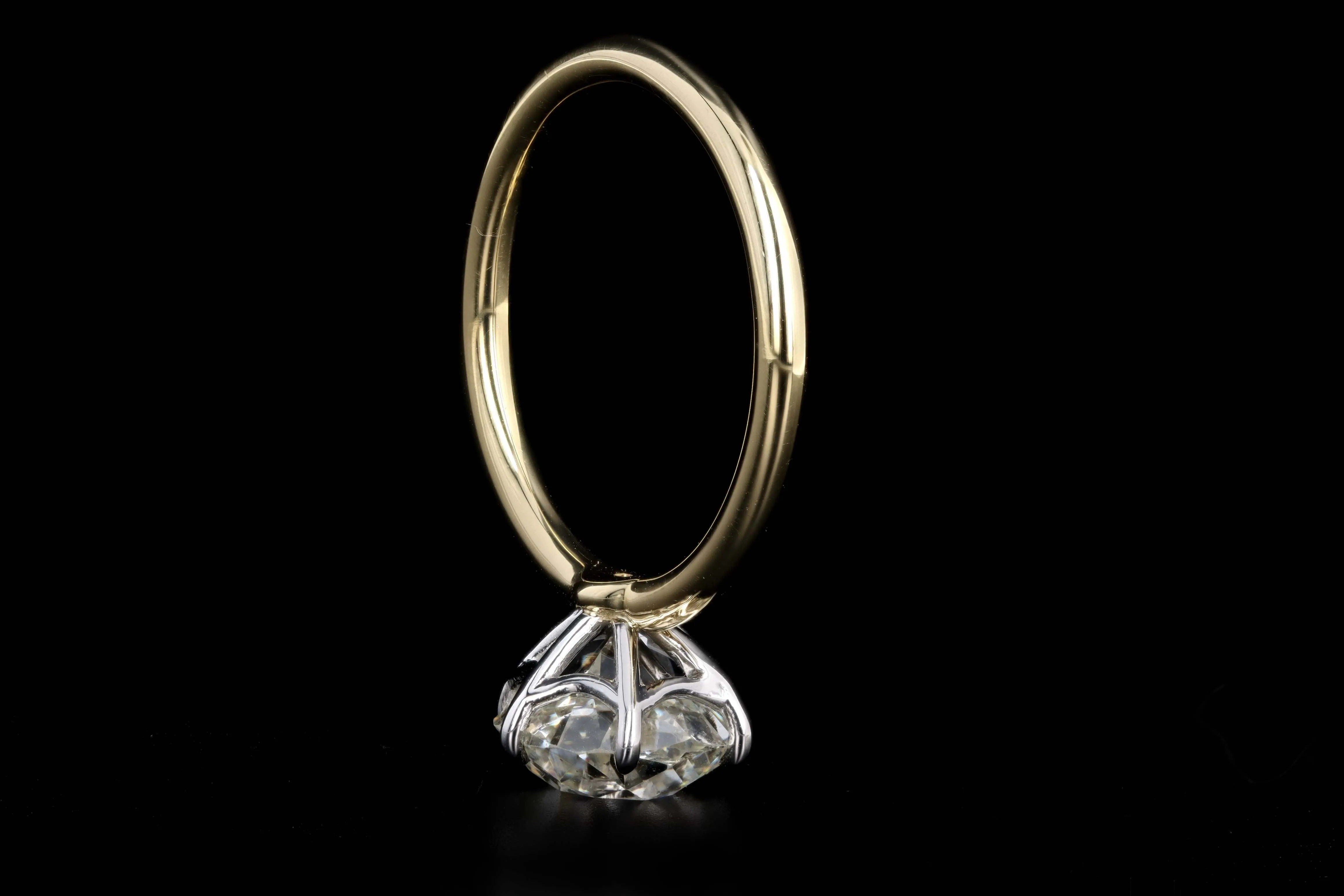 18K Yellow Gold & Platinum 2.84 Carat Old Mine Cut Diamond Solitaire Engagement Ring GIA Certified