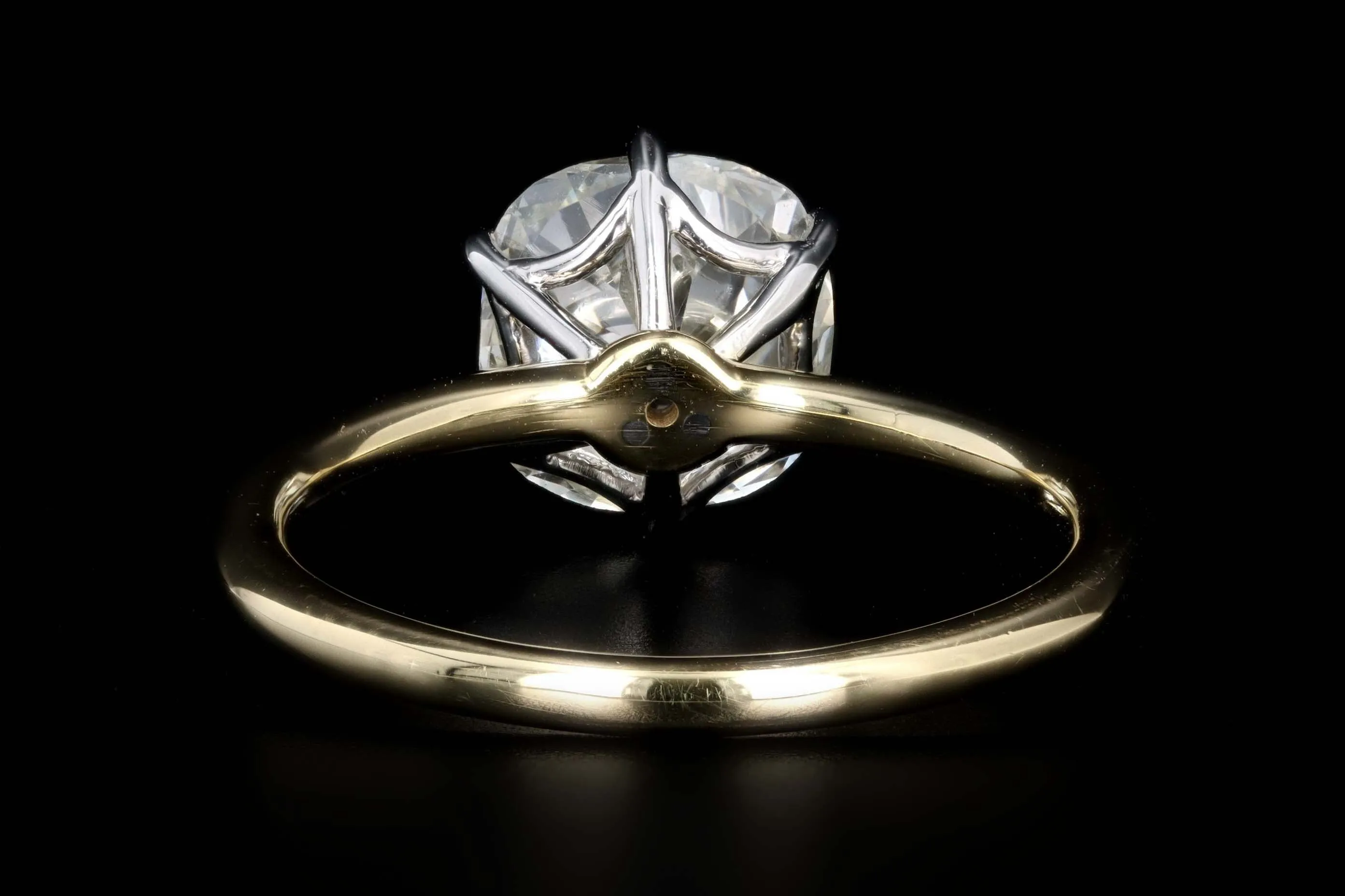18K Yellow Gold & Platinum 2.84 Carat Old Mine Cut Diamond Solitaire Engagement Ring GIA Certified