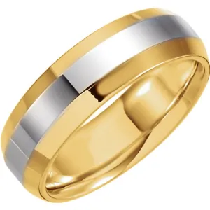 18k Yellow Gold & Platinum 6mm Comfort-Fit Band Size 9.5