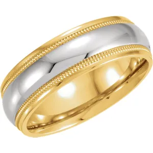 18k Yellow Gold & Platinum 6mm Comfort-Fit Milgrain Band Size 9
