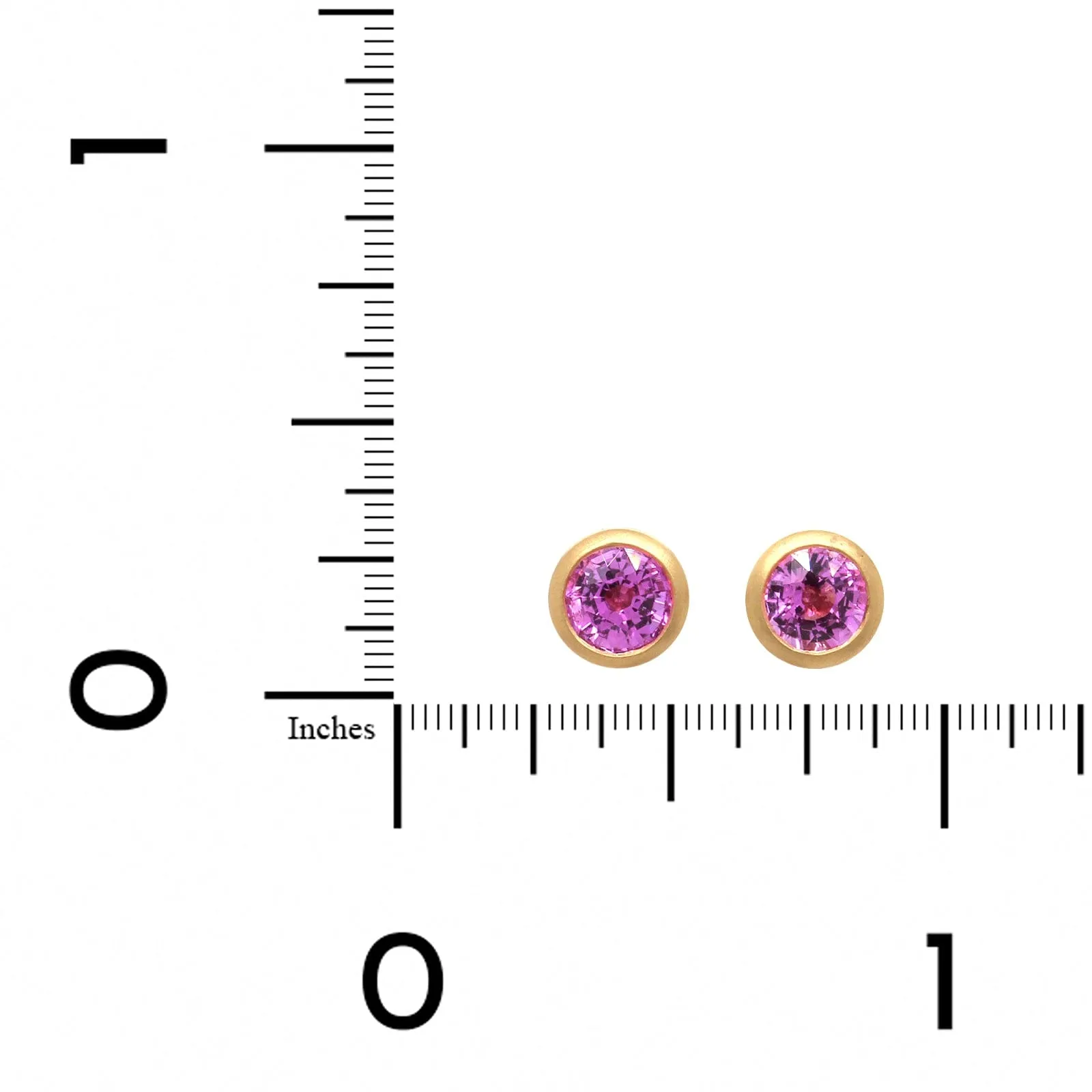 18K Yellow Gold Bezel Set Pink Sapphire Stud Earrings