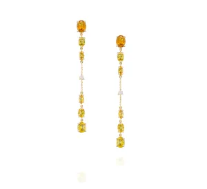 18K Yellow Gold Earrings with Yellow Sapphire