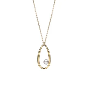 18K Yellow Gold Moon Dew Akoya Cultured Pearl Pendant