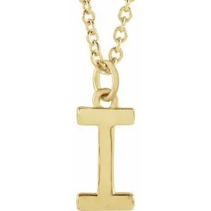 18K Yellow Gold-Plated Sterling Silver Initial I  Dangle 16" Necklace
