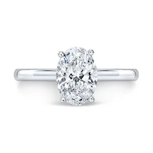18kt White Gold Solitaire Engagement Ring Mounting with Pave Set Prongs, 0.20TCW