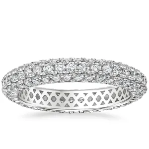 18kt White Gold Three Row Pave Set Diamond Band, 1.50TCW