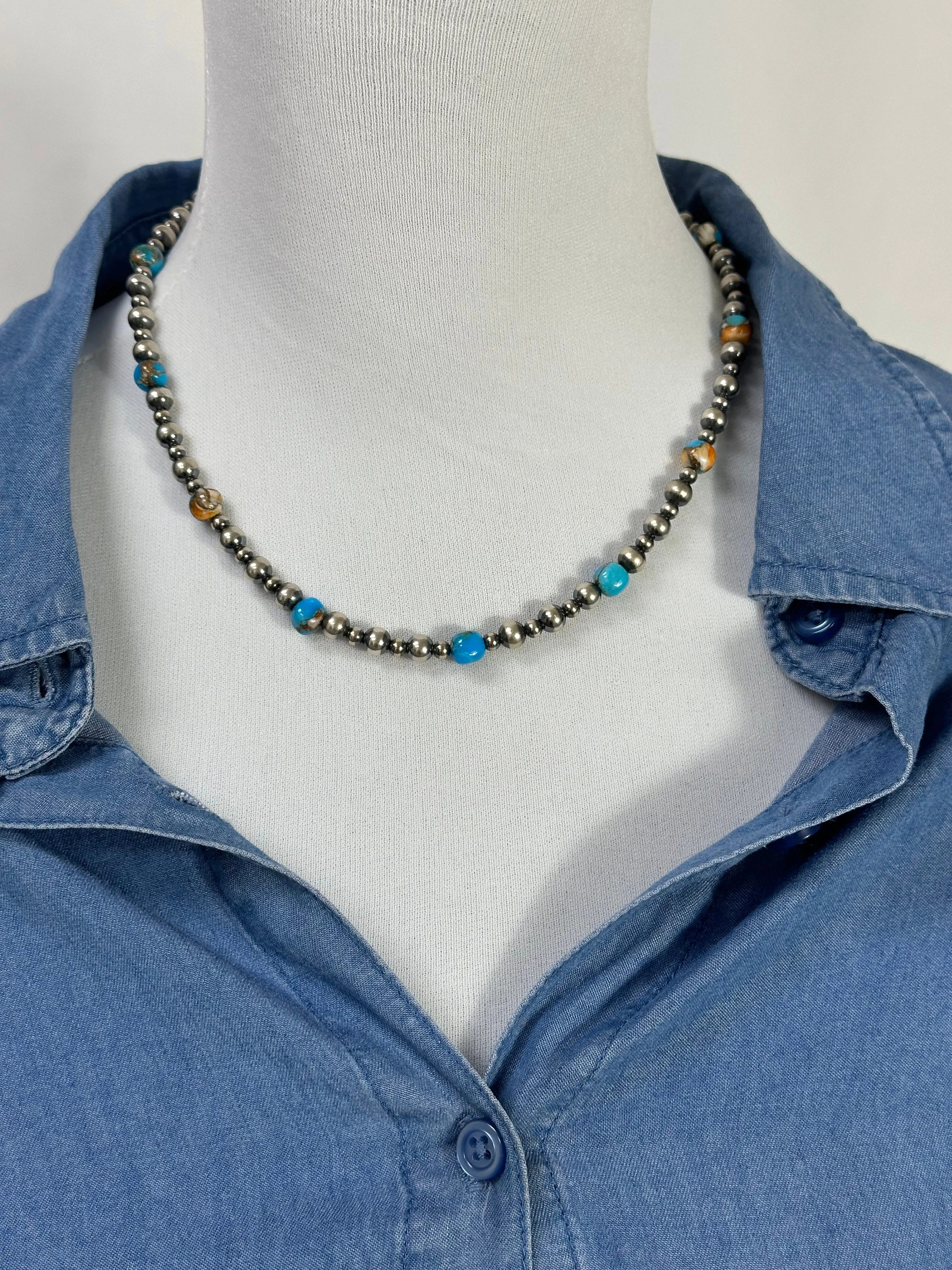18" Orange Crush Navajo Pearl Necklace