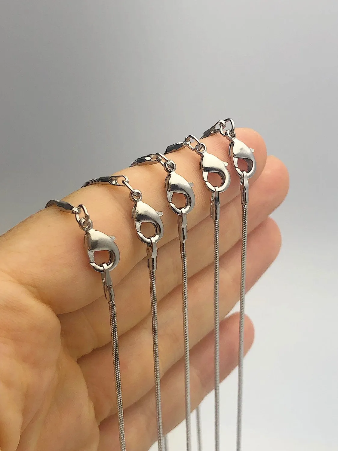 18" Silver Plated Snake Chain - 1.2mm Round Chain Necklaces