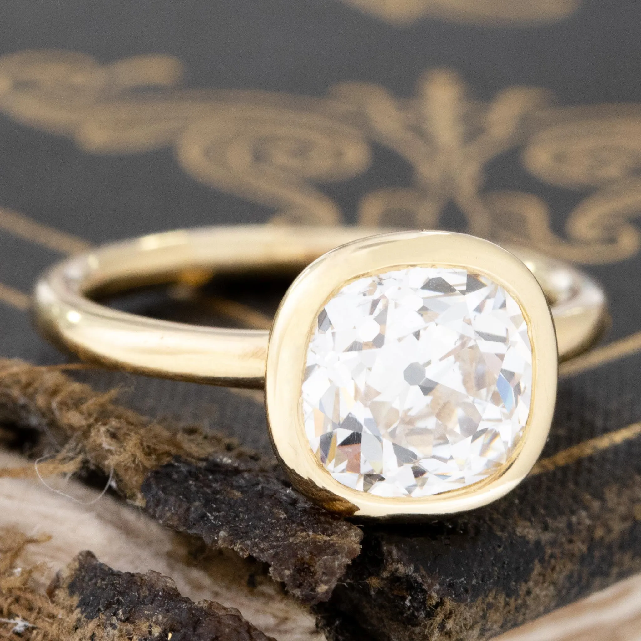 1.97ct Old Mine Cut Diamond Bezel Solitaire, GIA H SI1