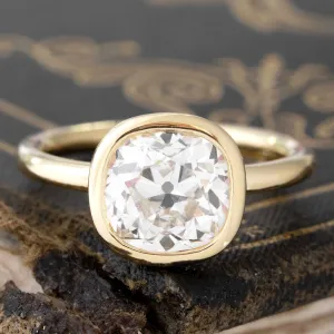 1.97ct Old Mine Cut Diamond Bezel Solitaire, GIA H SI1