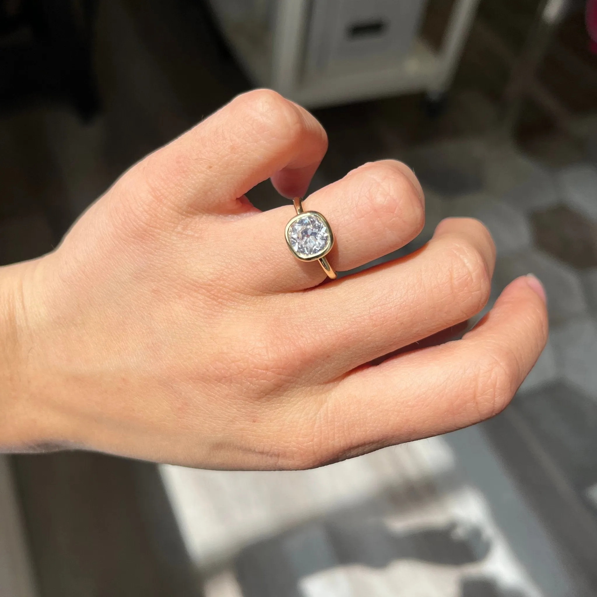 1.97ct Old Mine Cut Diamond Bezel Solitaire, GIA H SI1