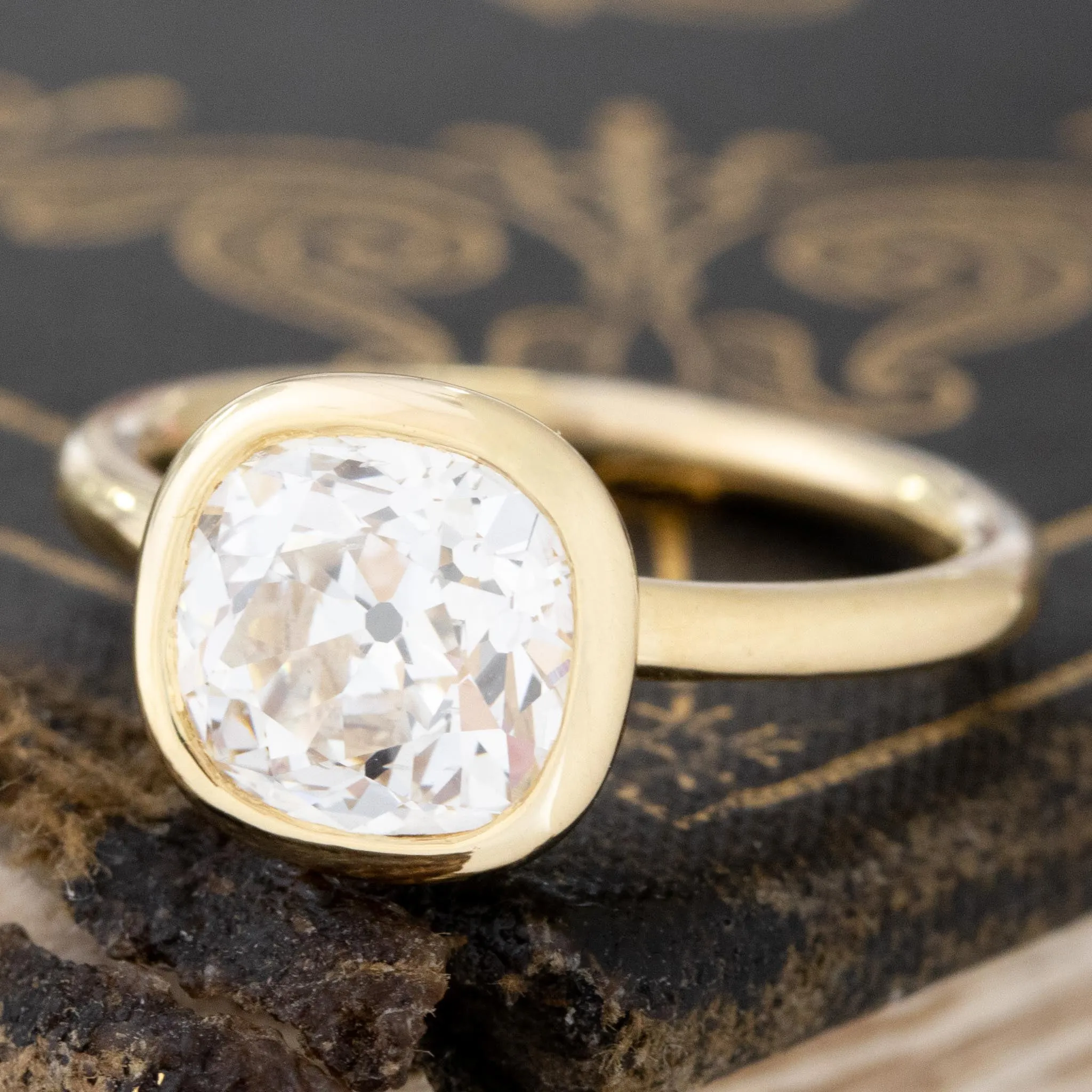 1.97ct Old Mine Cut Diamond Bezel Solitaire, GIA H SI1