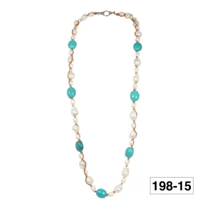 198-15 | HIP CHIC TURQUOISE & PEARLS ON SUEDE 42"