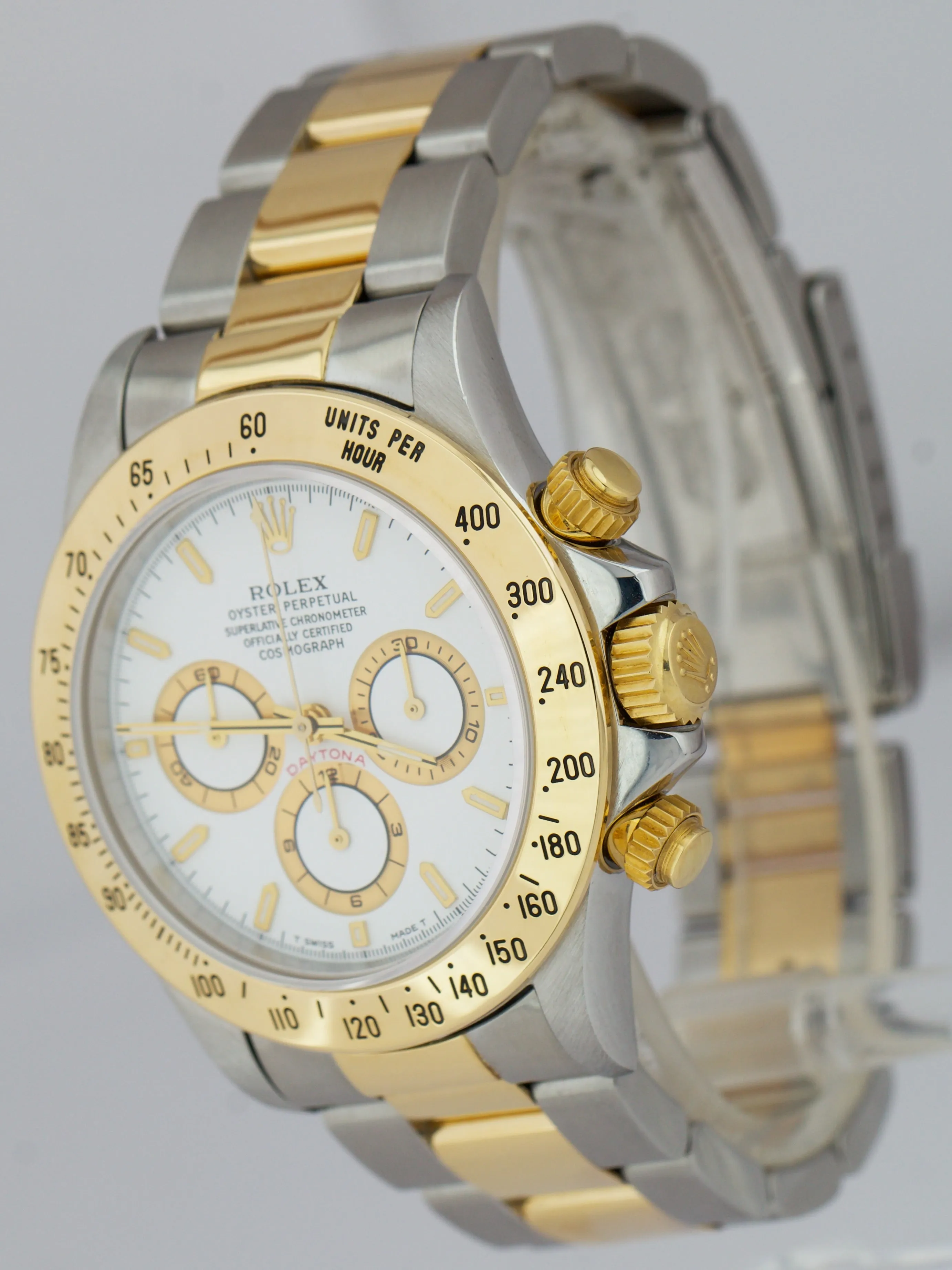 1995 Rolex Daytona Cosmograph 40mm Two-Tone Gold White Dial Watch 16523