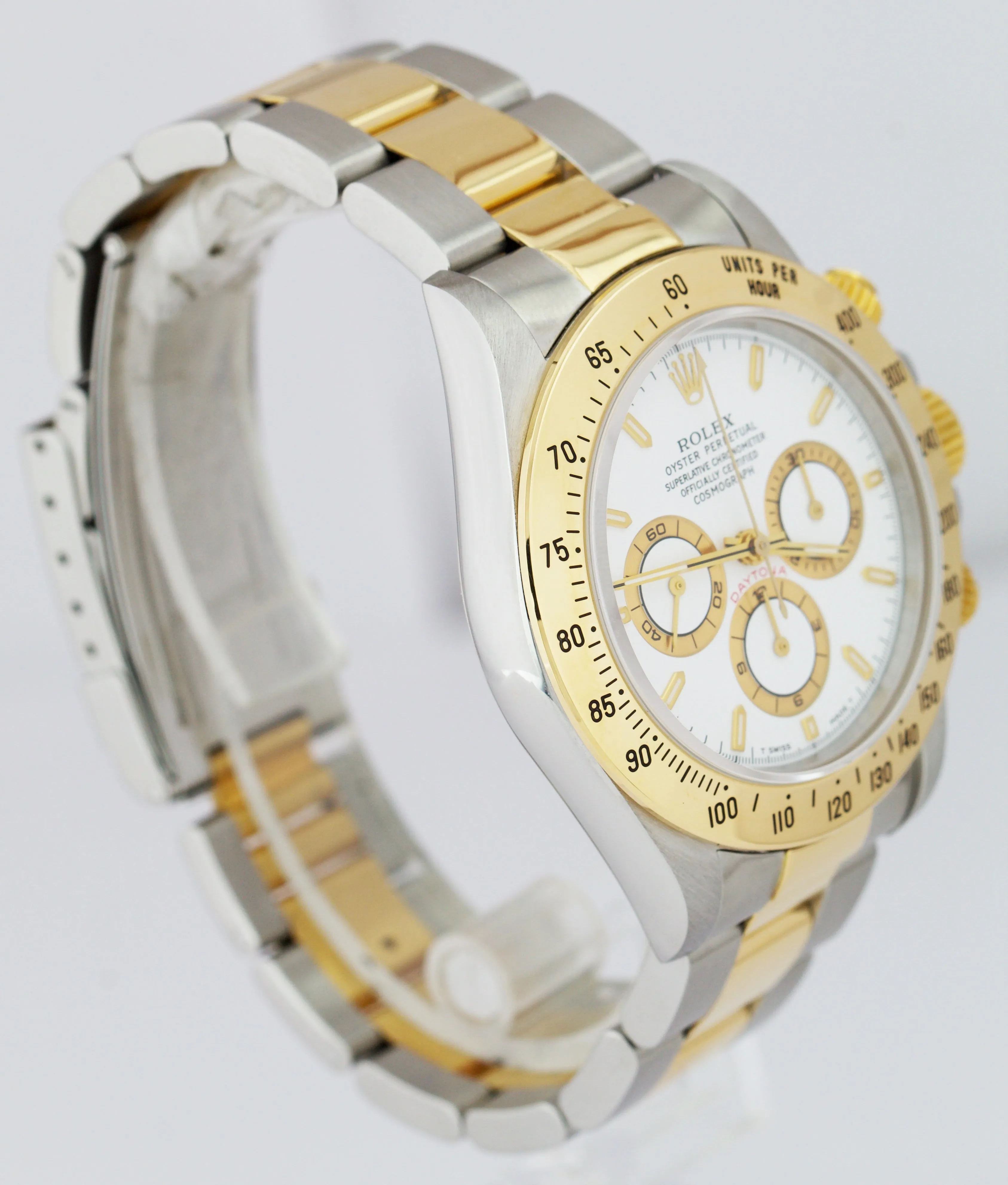 1995 Rolex Daytona Cosmograph 40mm Two-Tone Gold White Dial Watch 16523