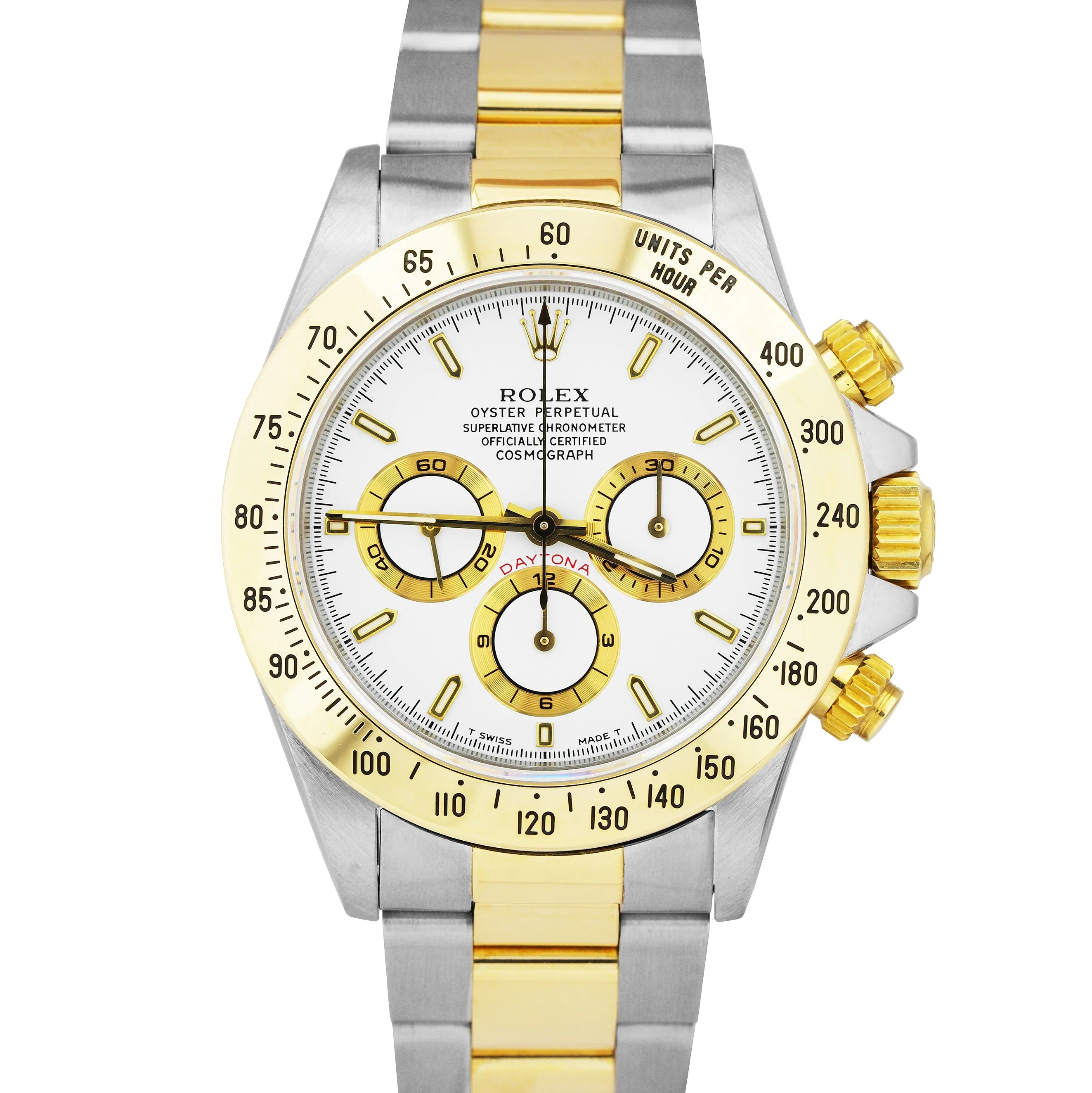 1995 Rolex Daytona Cosmograph 40mm Two-Tone Gold White Dial Watch 16523