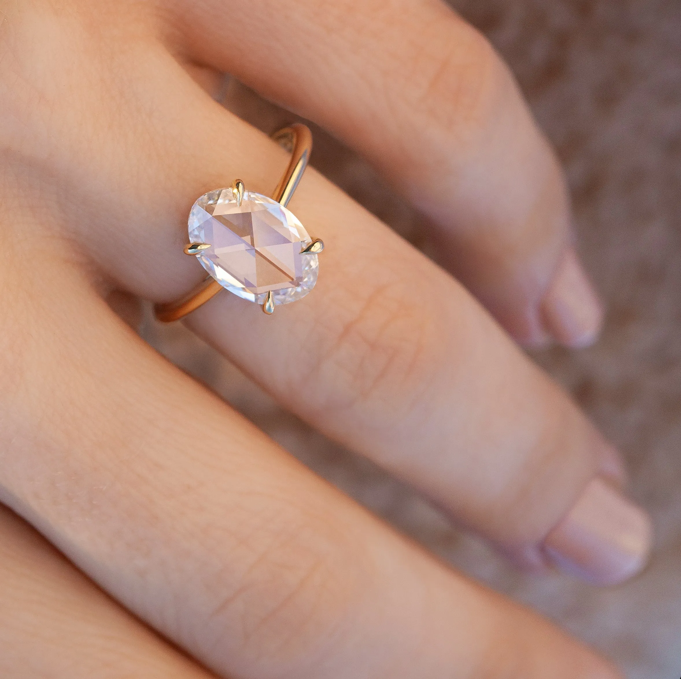 2 Carat Rose Cut Oval Solitaire (Ready to Ship size 7)
