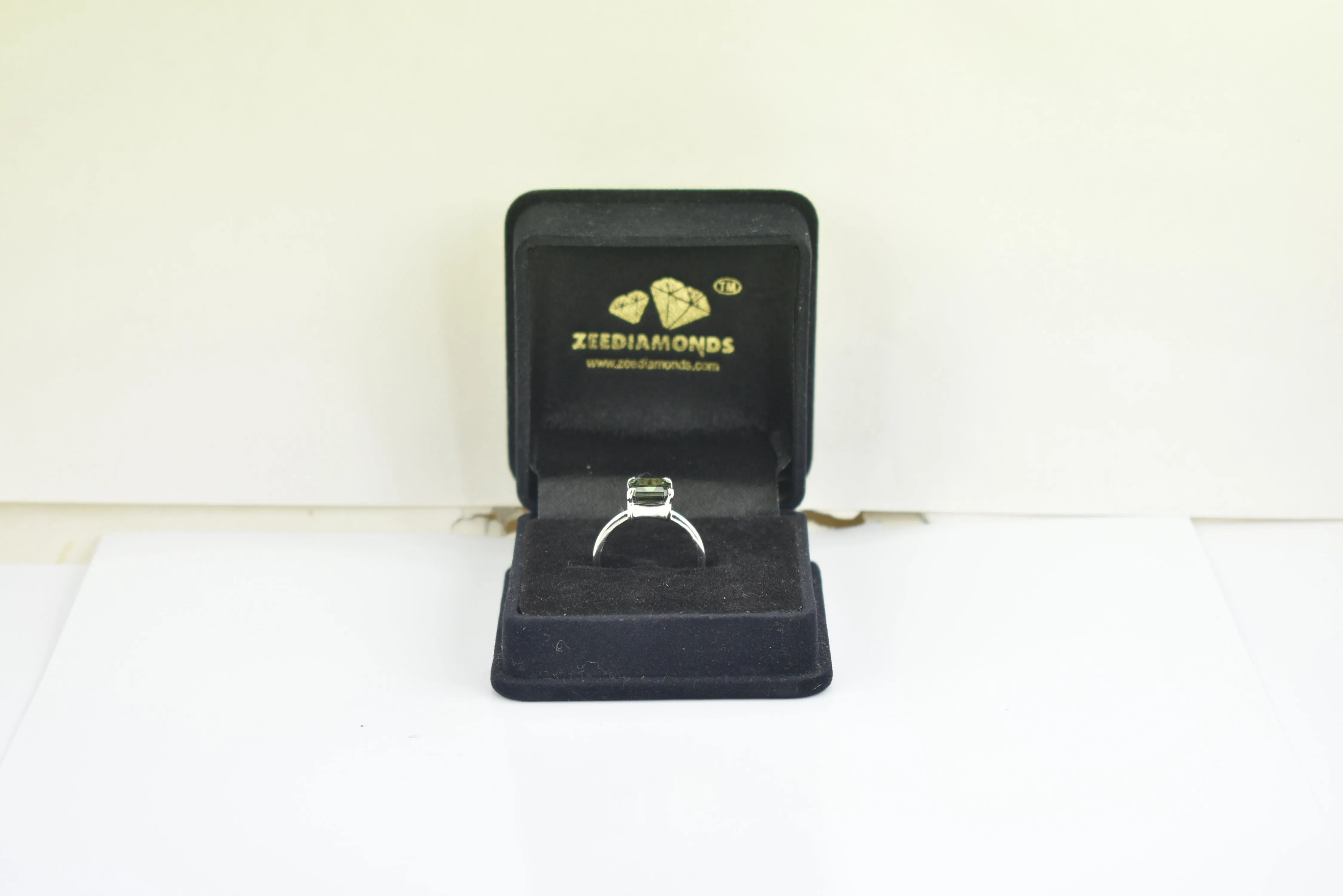 2 Ct Asscher Cut Blue Diamond Solitaire Engagement Ring in 925 Silver, Excellent Quality with Great Shine
