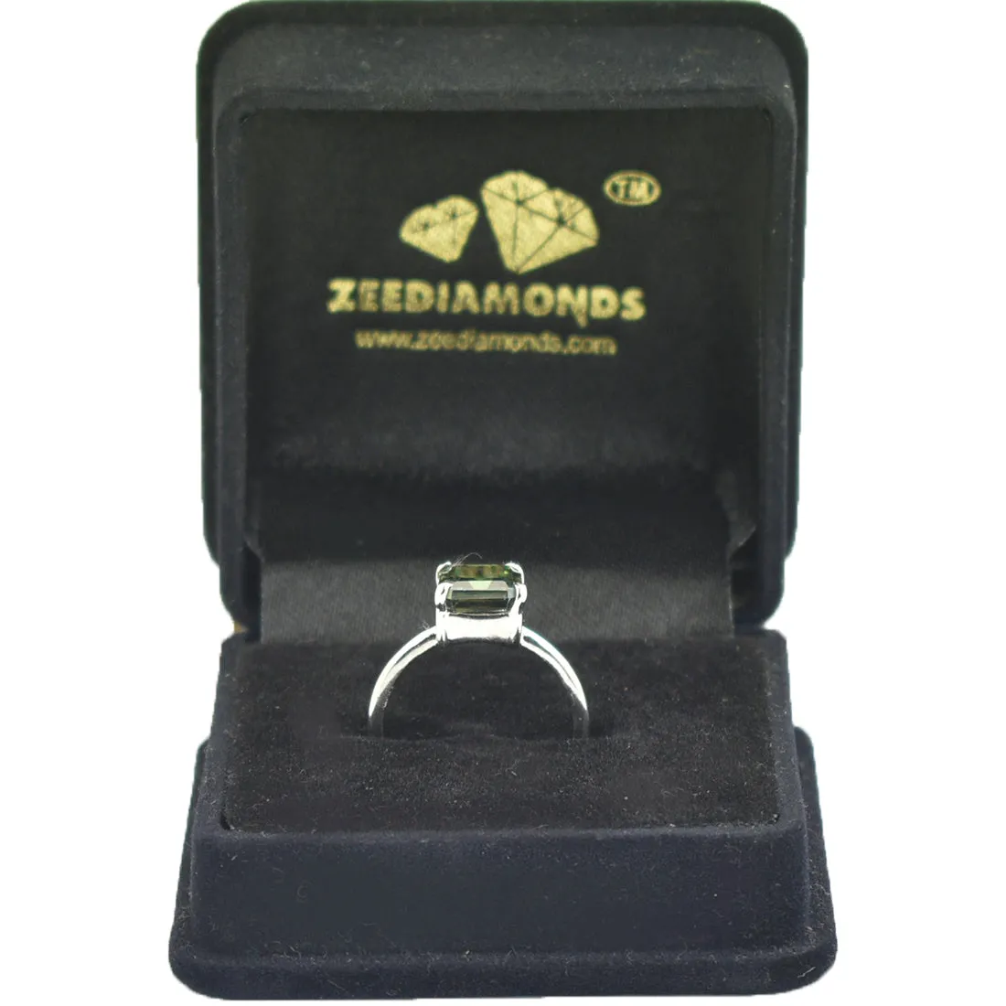 2 Ct Asscher Cut Blue Diamond Solitaire Engagement Ring in 925 Silver, Excellent Quality with Great Shine