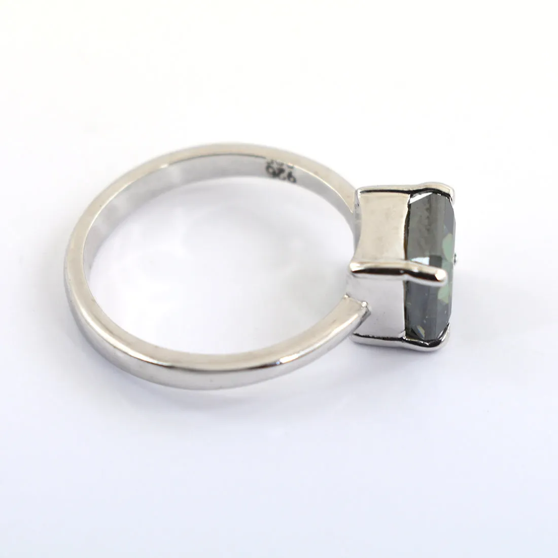 2 Ct Asscher Cut Blue Diamond Solitaire Engagement Ring in 925 Silver, Excellent Quality with Great Shine