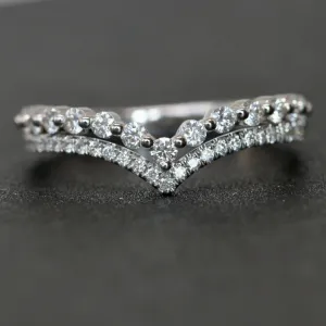 2-Row Chevron V Styled Diamond Wedding Band