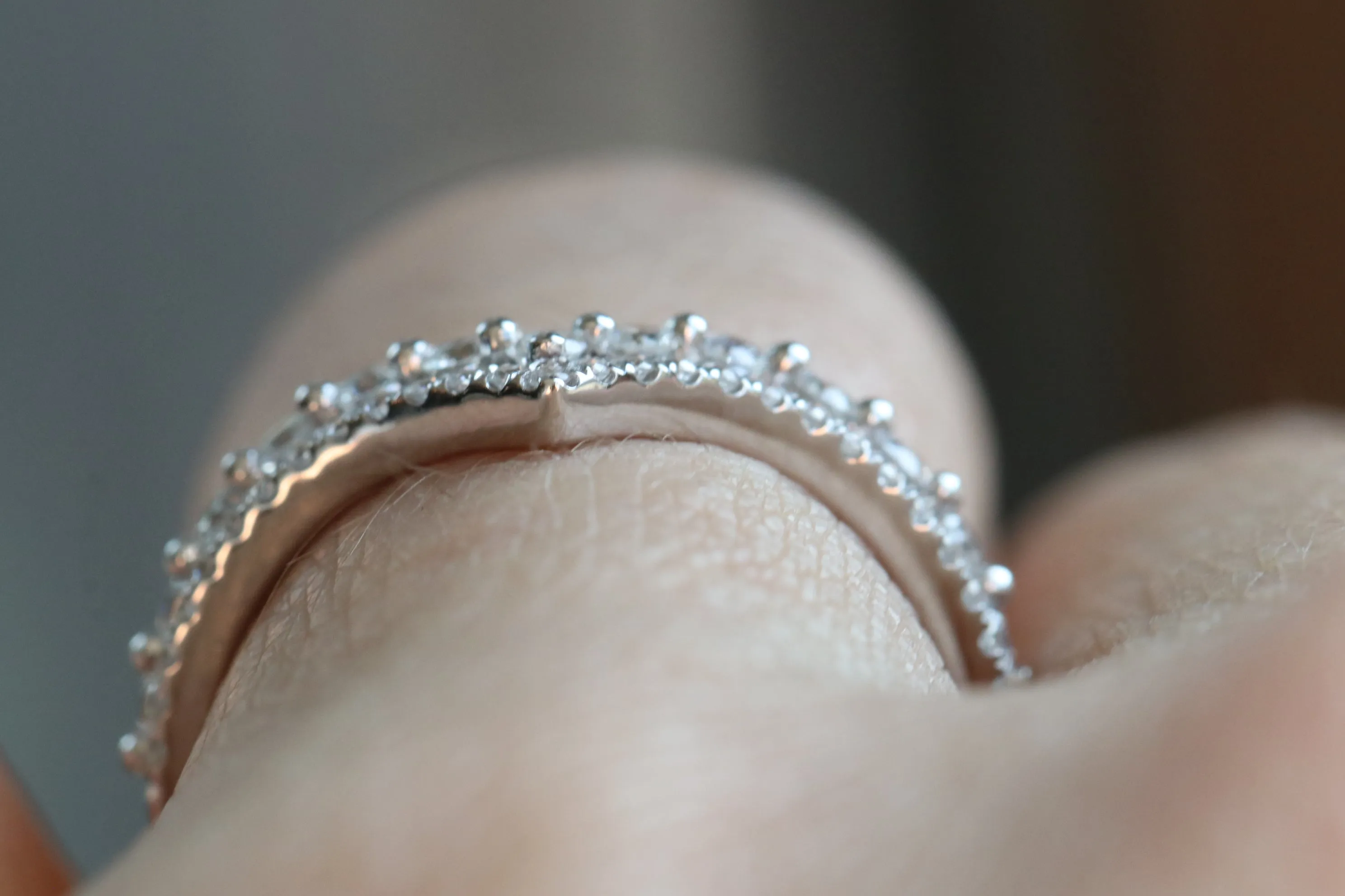 2-Row Chevron V Styled Diamond Wedding Band