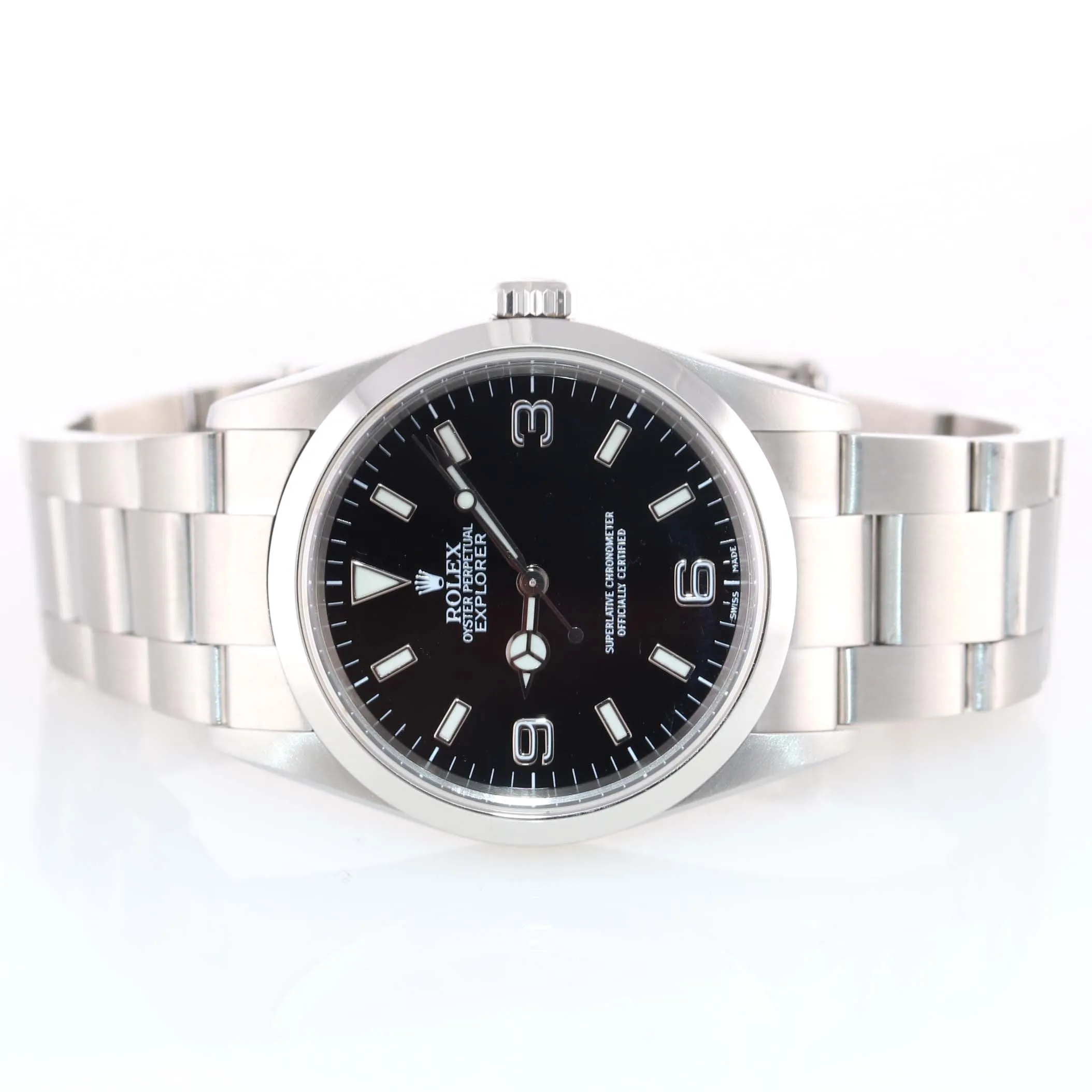 2005 MINT Rolex Explorer I Black 36mm 114270 Steel Black Arabic Dial Lume Watch