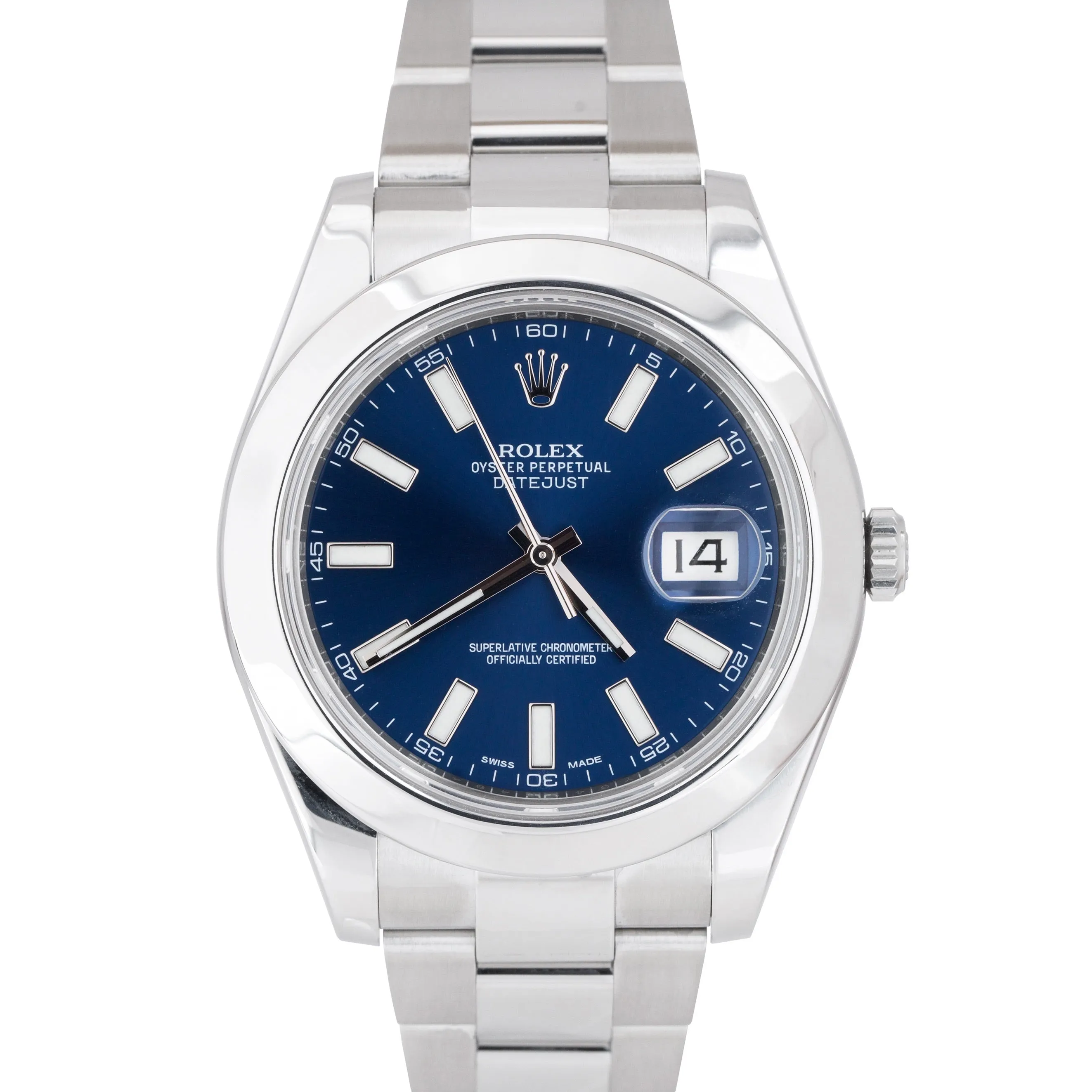 2016 Rolex DateJust II Blue Smooth Stainless Steel 41mm Oyster Watch 116300 B P