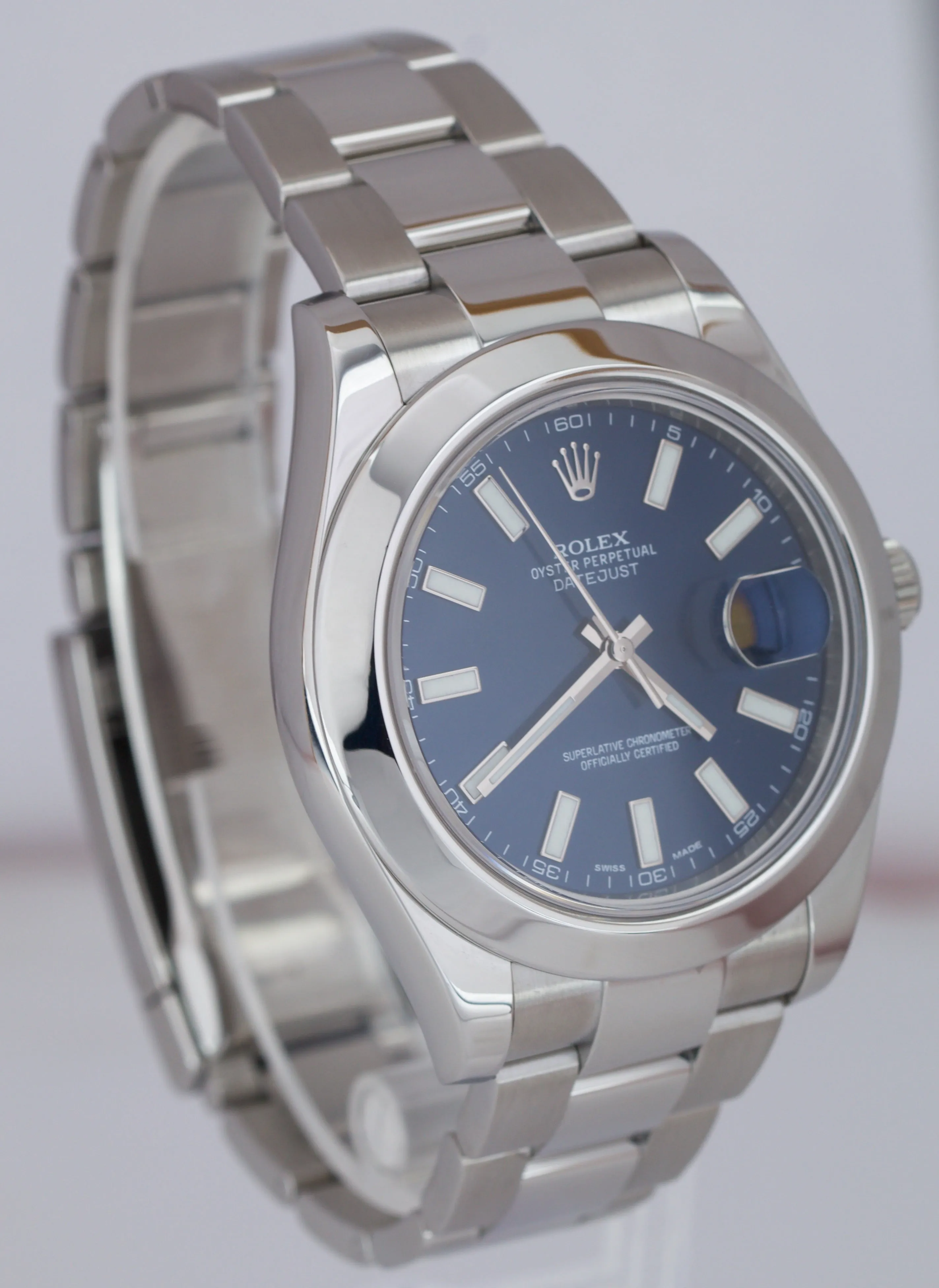 2016 Rolex DateJust II Blue Smooth Stainless Steel 41mm Oyster Watch 116300 B P