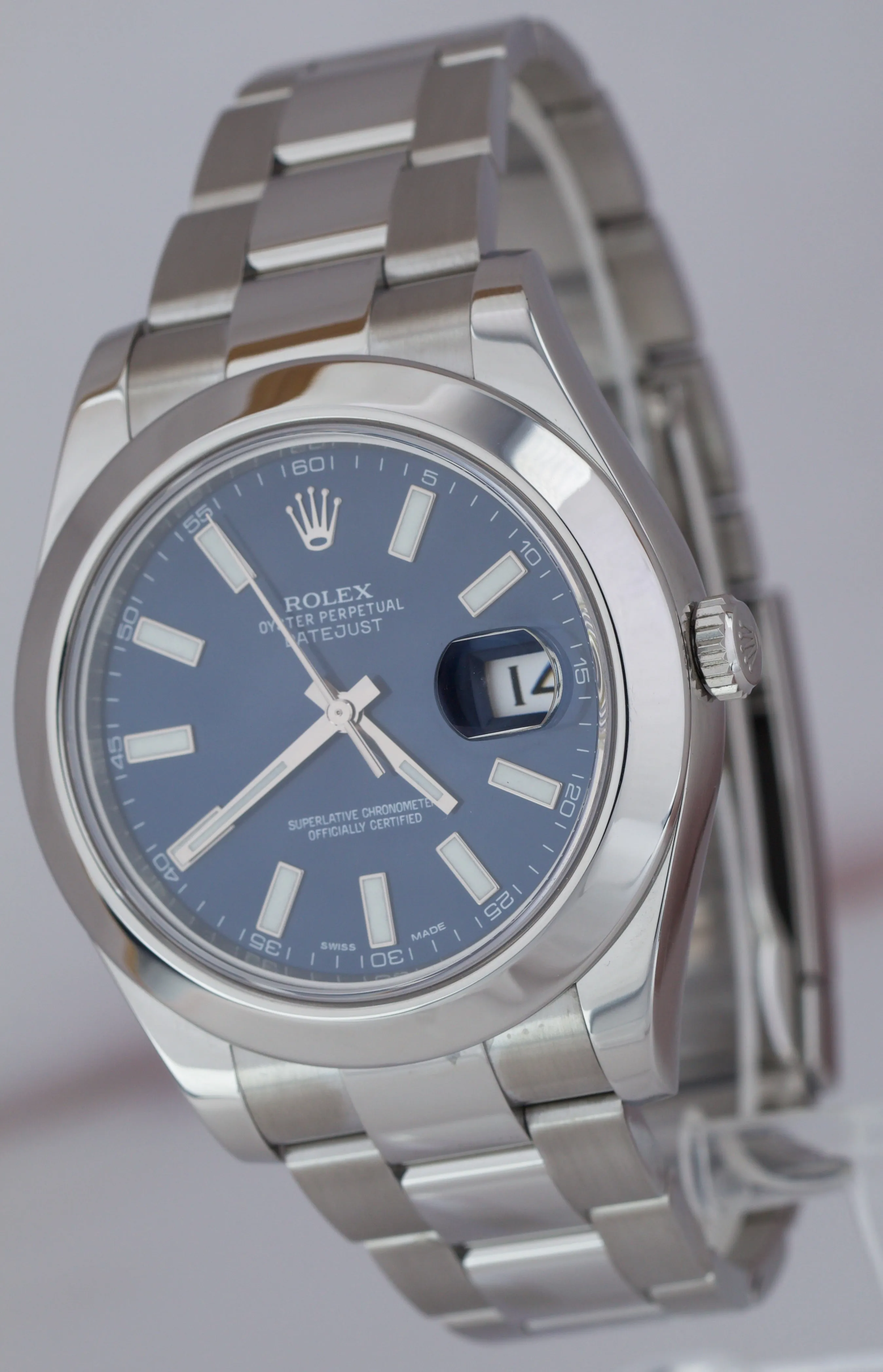 2016 Rolex DateJust II Blue Smooth Stainless Steel 41mm Oyster Watch 116300 B P