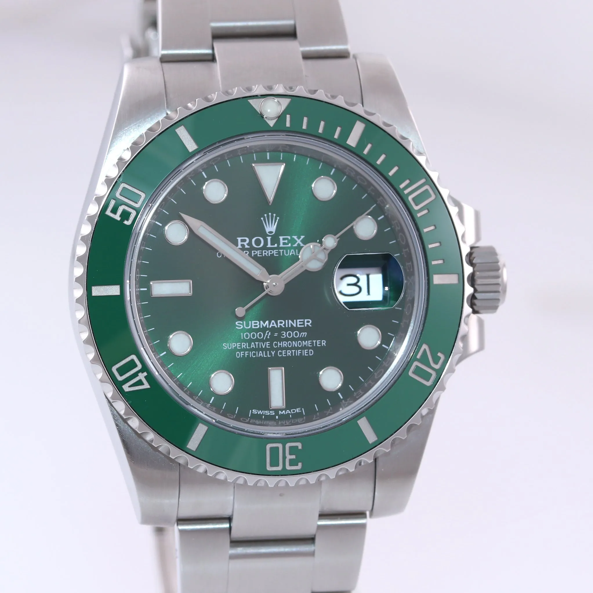 2019 MINT PAPERS Rolex Submariner Hulk 116610LV Green Dial Ceramic Watch Box