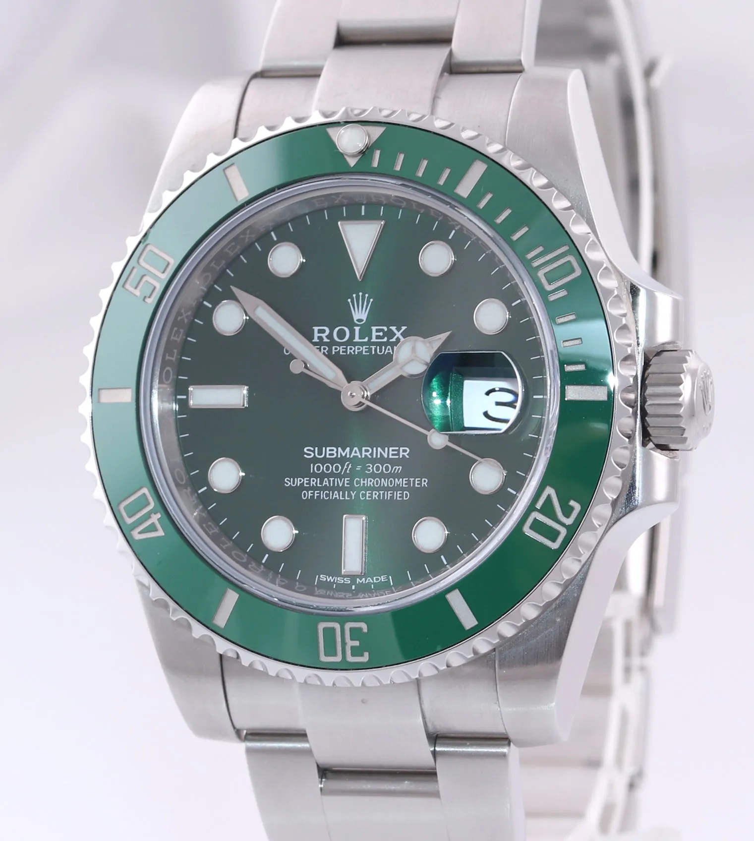 2019 MINT PAPERS Rolex Submariner Hulk 116610LV Green Dial Ceramic Watch Box