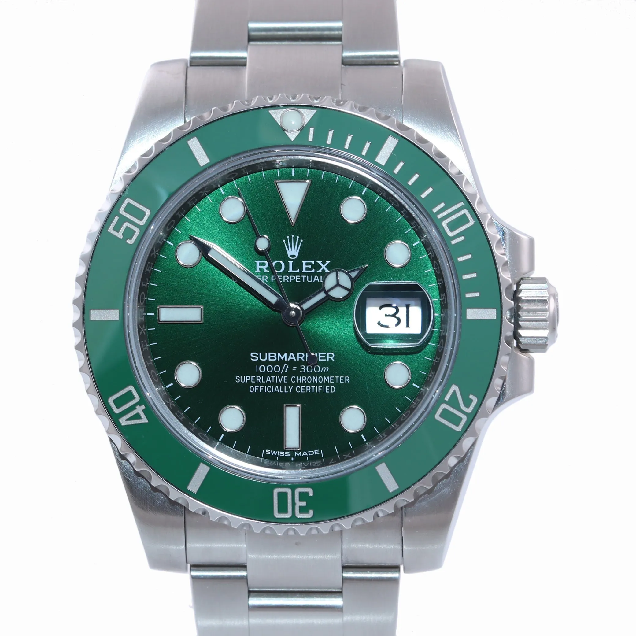 2019 MINT PAPERS Rolex Submariner Hulk 116610LV Green Dial Ceramic Watch Box