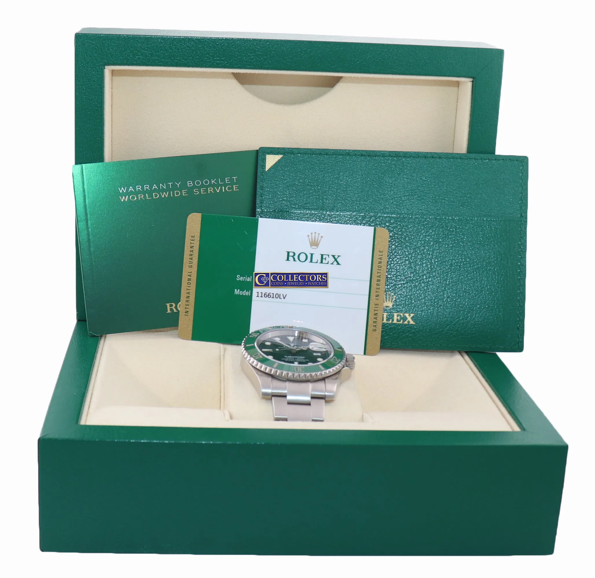 2019 MINT PAPERS Rolex Submariner Hulk 116610LV Green Dial Ceramic Watch Box