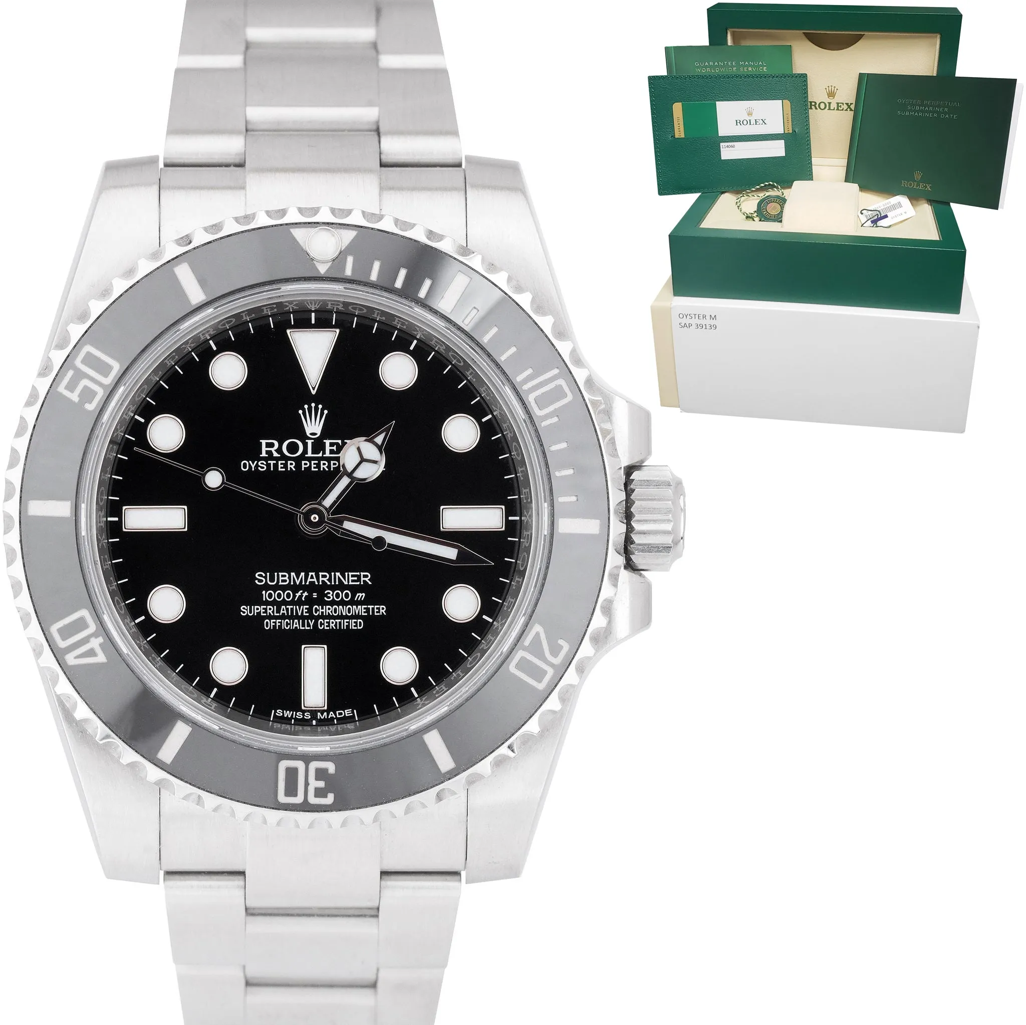 2019 UNPOLISHED Rolex Submariner No-Date Stainless Steel 40mm Watch 114060 B P
