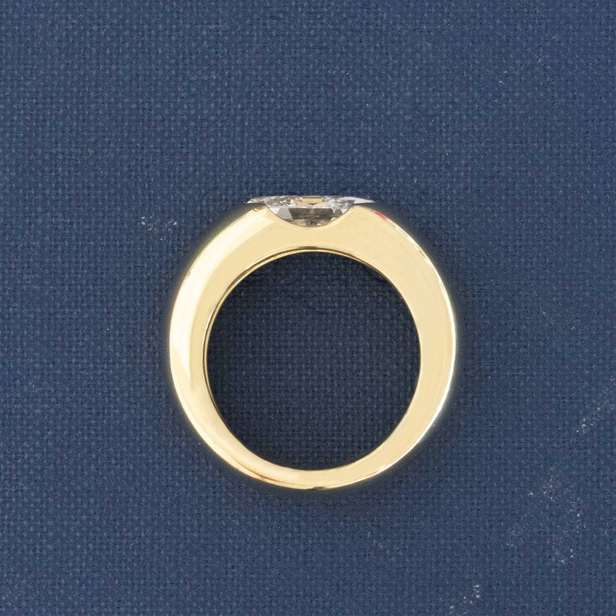 2.01ct Moval Cut Diamond Half-Bezel Solitaire