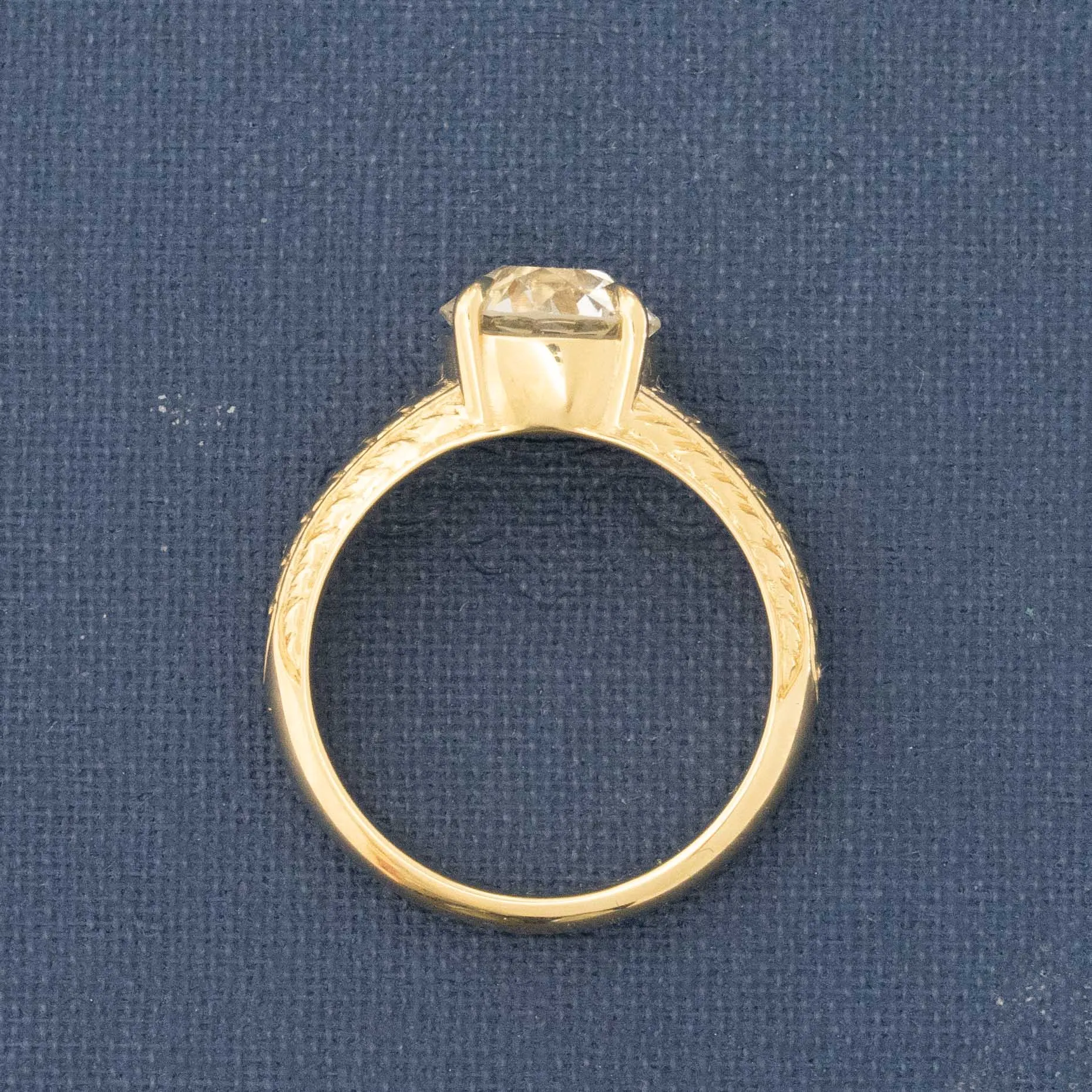 2.07ct Old European Cut Diamond Engraved Solitaire