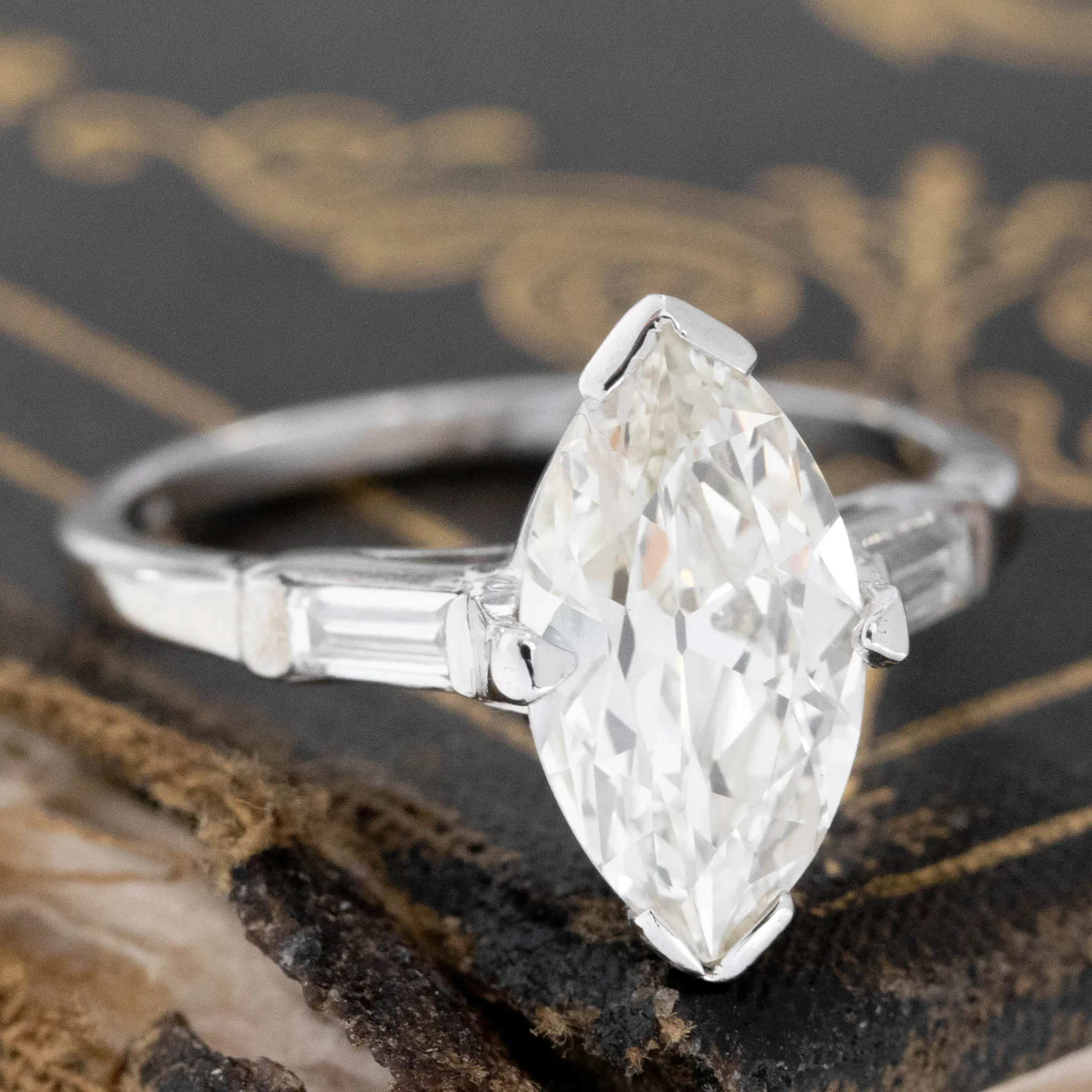 2.08ct Marquise Cut Diamond Solitaire, GIA M VS1