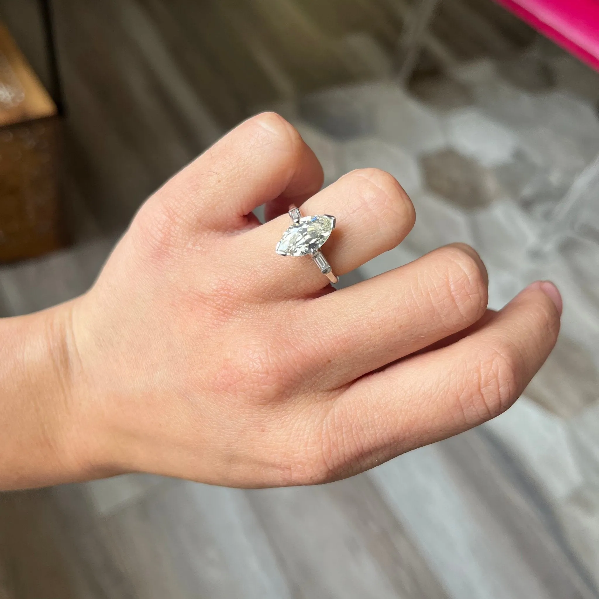2.08ct Marquise Cut Diamond Solitaire, GIA M VS1