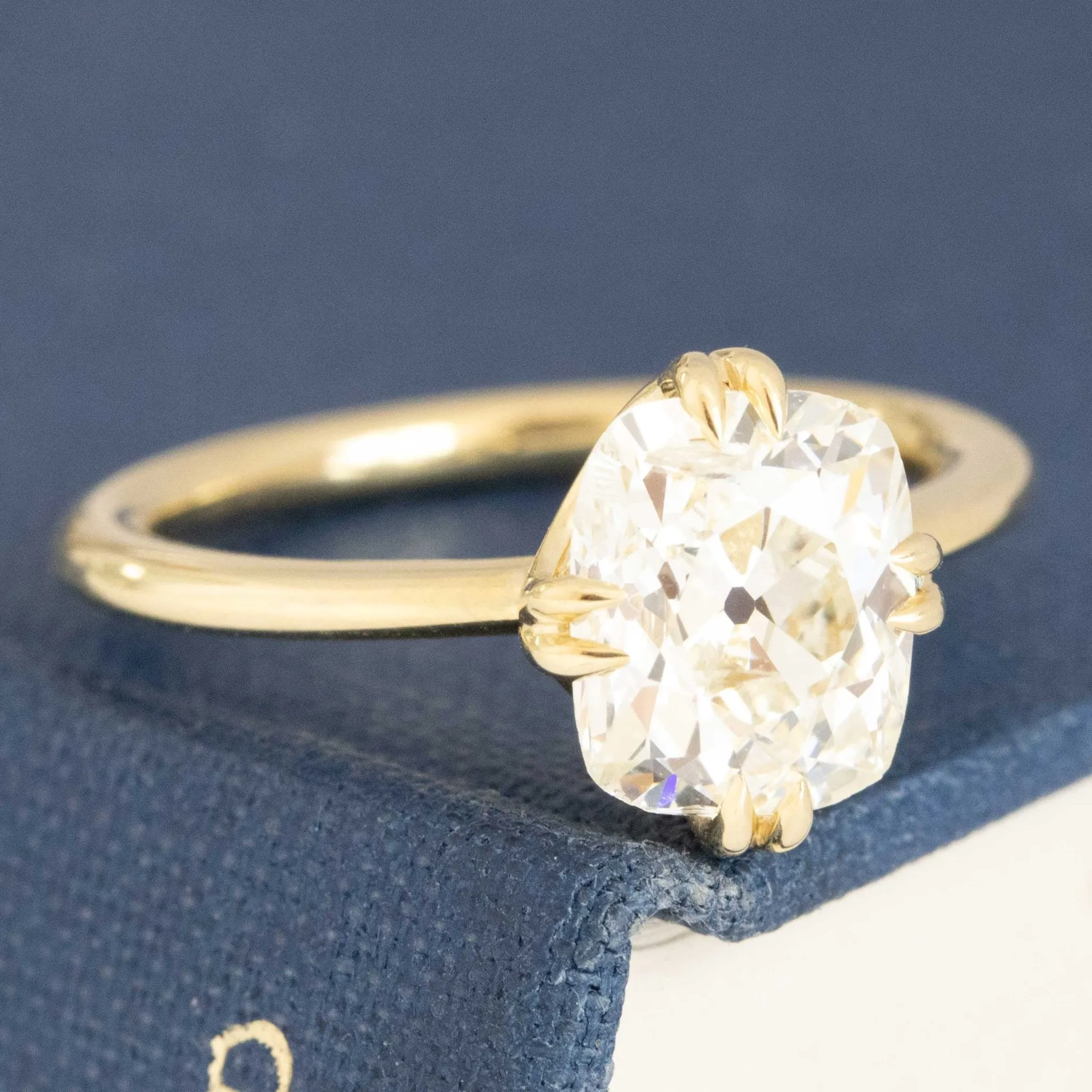 2.31ct Elongated Old Mine Cut Diamond Solitaire