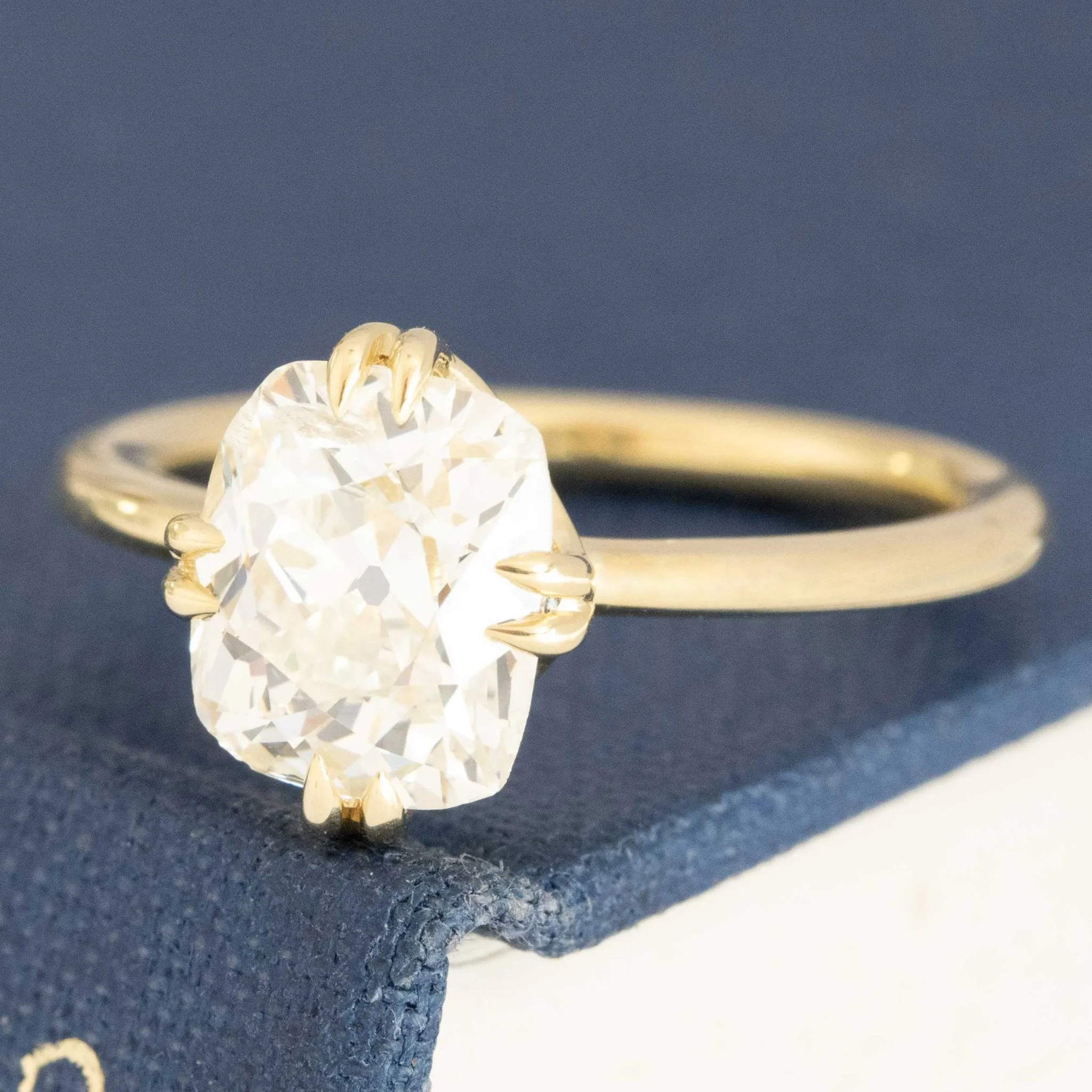2.31ct Elongated Old Mine Cut Diamond Solitaire