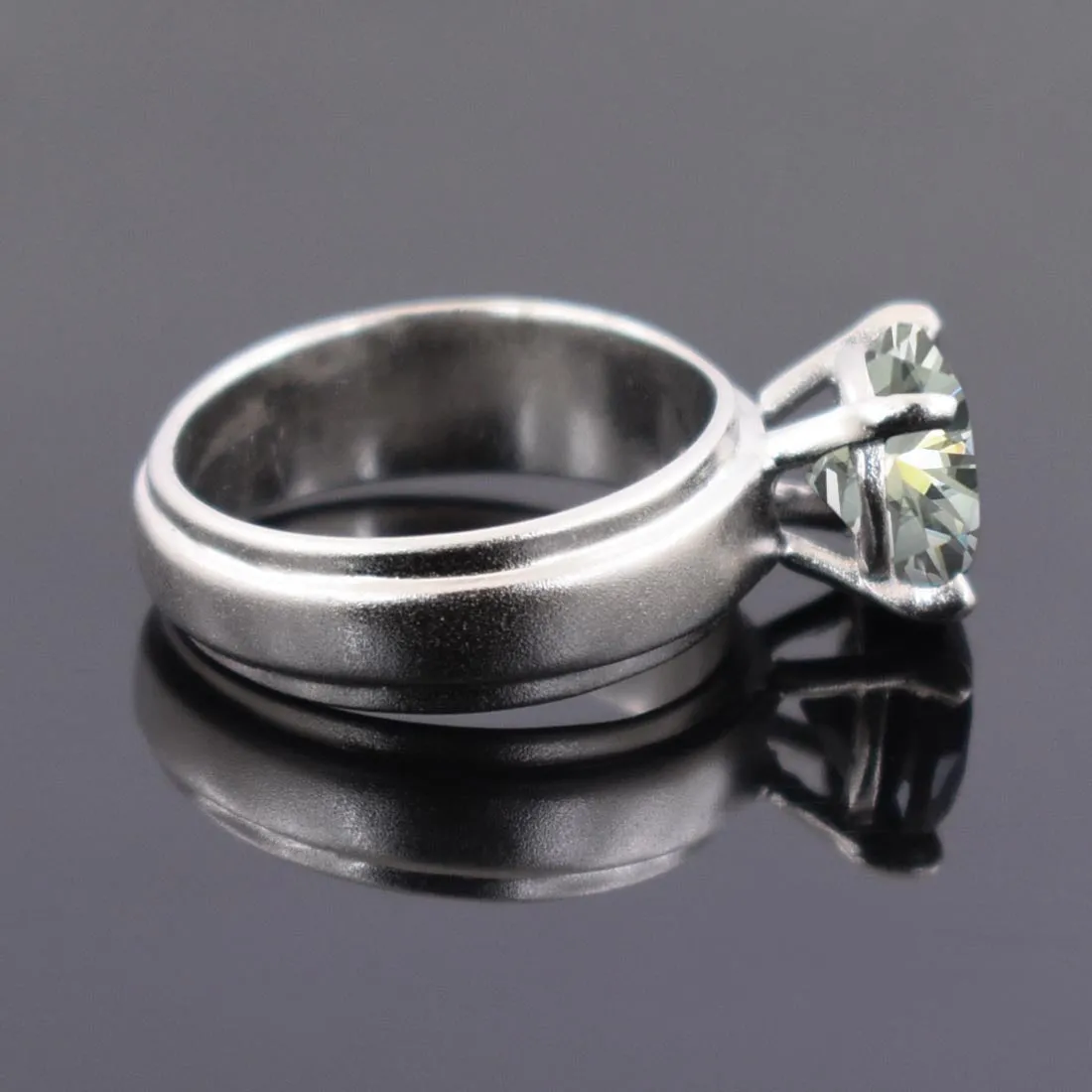 2.40 Ct Certified Off-White Tinge of Blue Diamond Ring in 925 Silver, Band Style & Great Shine