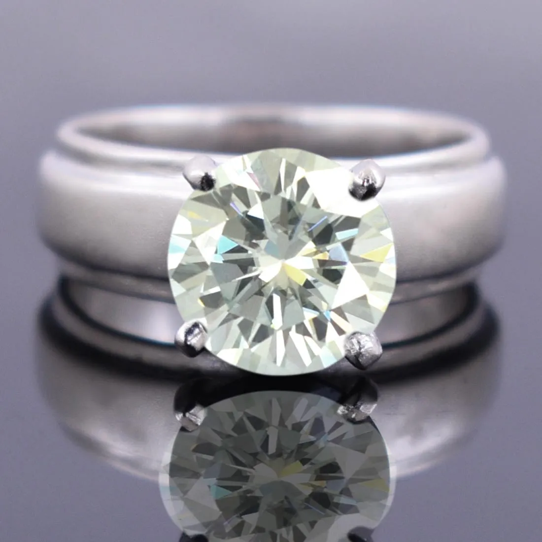2.40 Ct Certified Off-White Tinge of Blue Diamond Ring in 925 Silver, Band Style & Great Shine